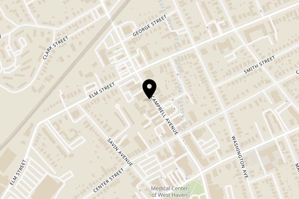 Map showing the location of Falcon Pizza West Haven on 616 Campbell Ave in West Haven